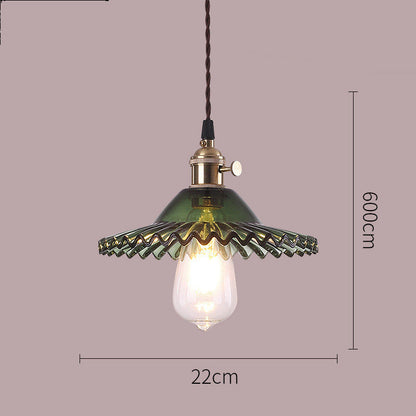 Retro Pleated Glass Pendant - Multiple Colors