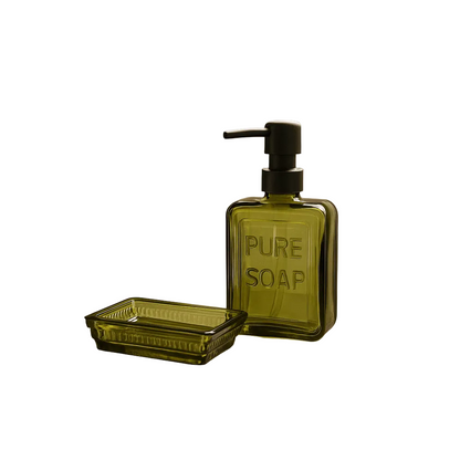 Olive Green Glass Soap Dish