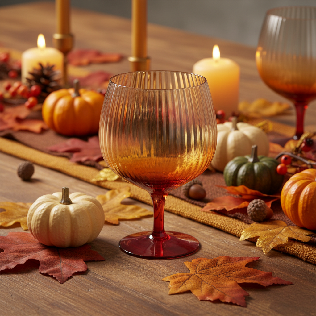 Ombre Orange Fluted Goblet Drinking Glass