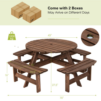 8 Seat Wood Picnic Dining Set