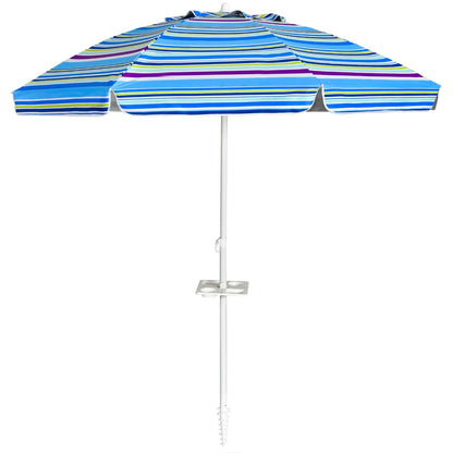 7.2 Ft Portable Outdoor Beach Umbrella with Sand Anchor and Tilt Mechanism