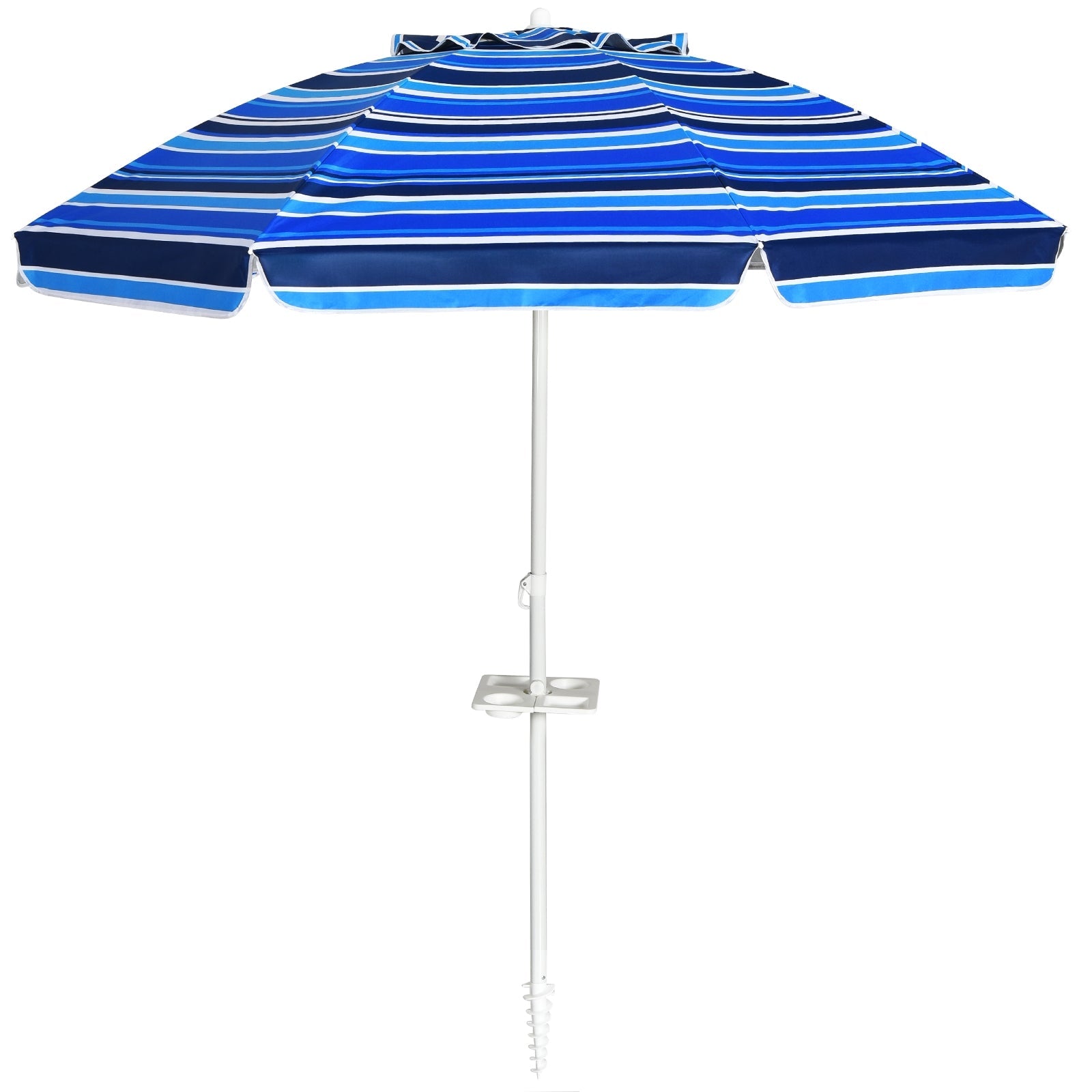 7.2 Ft Portable Outdoor Beach Umbrella with Sand Anchor and Tilt Mechanism