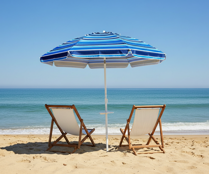 7.2 Ft Portable Outdoor Beach Umbrella with Sand Anchor and Tilt Mechanism