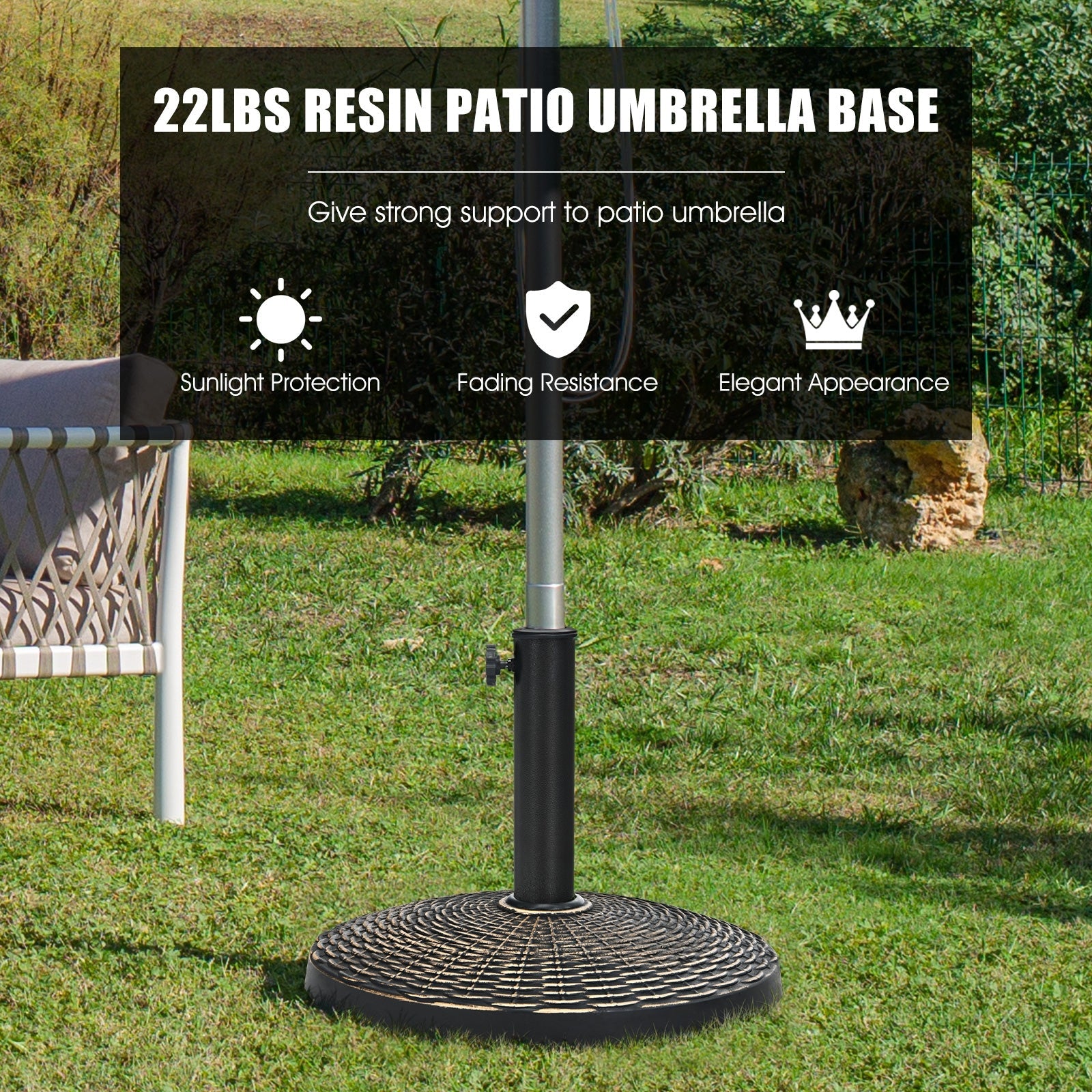 Wicker Style Patio Resin Umbrella Base - 22lb