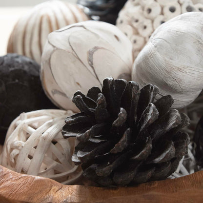Vase &amp; Bowl Mini Pumpkins/Pinecone/Balls - Black &amp; White