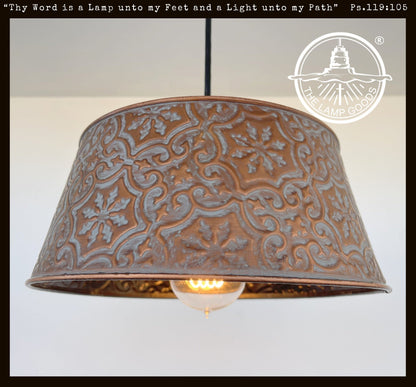 Ornate Copper Pendant Light Fixture