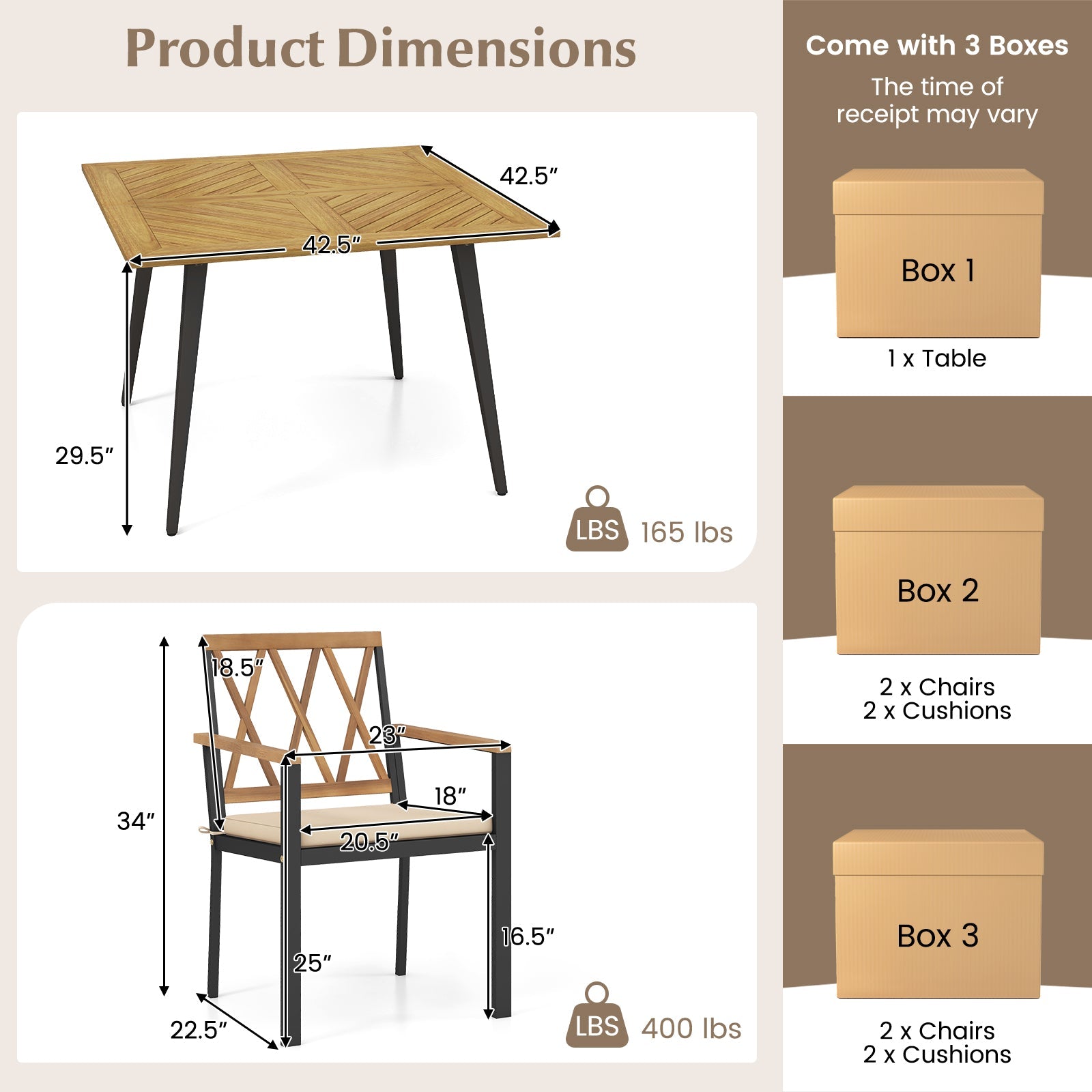 Outdoor Dining Set - 5 Piece with Cushioned Chairs