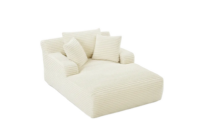 50-Inch Oversized Corduroy Chaise Lounge Chair in Cream