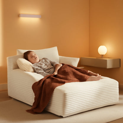 50-Inch Oversized Corduroy Chaise Lounge Chair in Cream