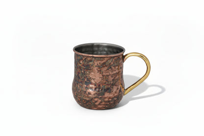 Oxidized Copper Hammered Mule Mug with Brass Handle