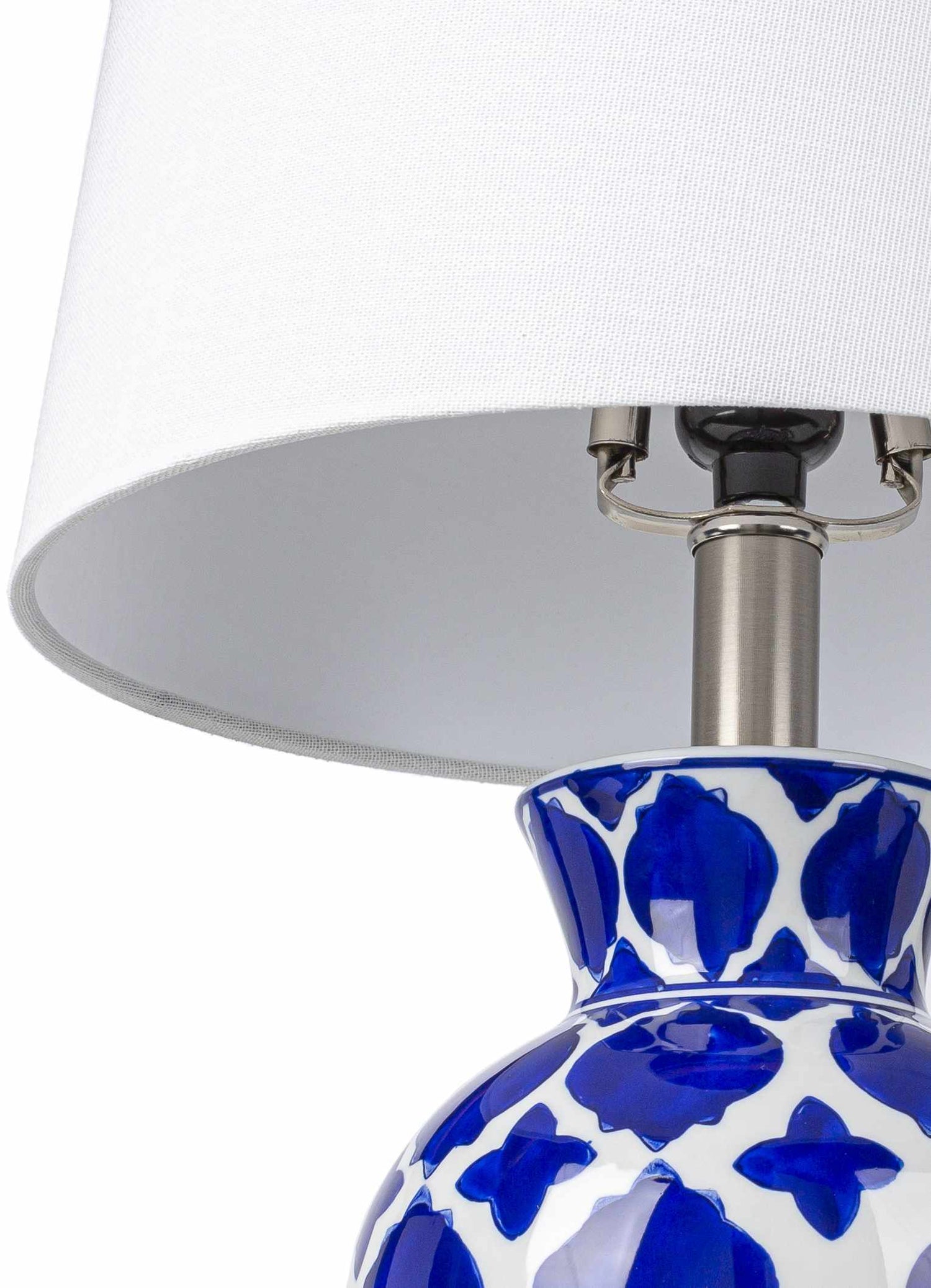 Pangian White &amp; Blue Patterned Ceramic Table Lamp