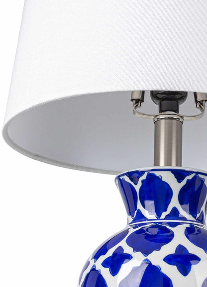Pangian White &amp; Blue Patterned Ceramic Table Lamp