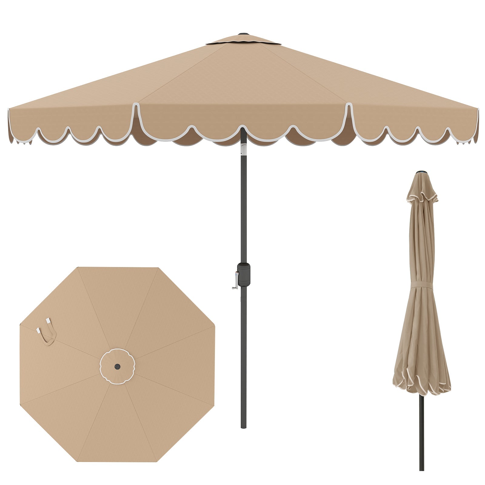 10 Ft Outdoor Market Umbrella with Crank Tilt - 5 Colors