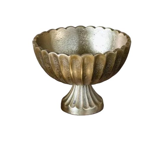 6" Gold Striped Footed Bowl