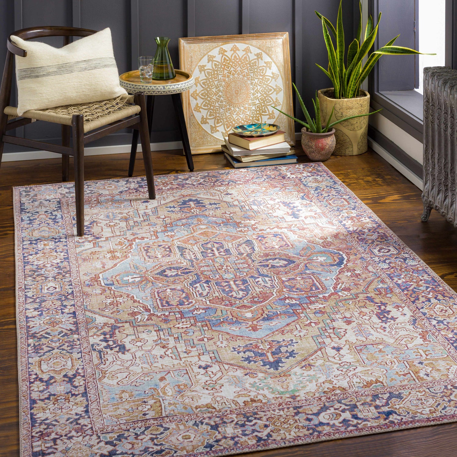 Neyland Iris Olive &amp; Brown Area Rug 2360