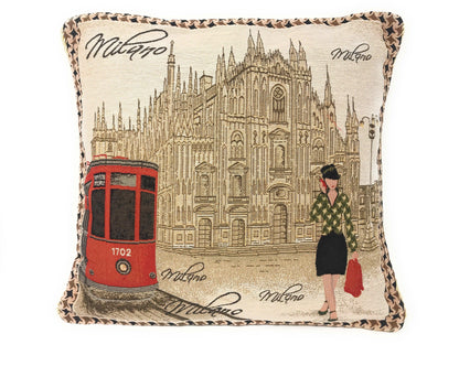 Milano Postcard Tapestry Throw Pillows - Set of 2