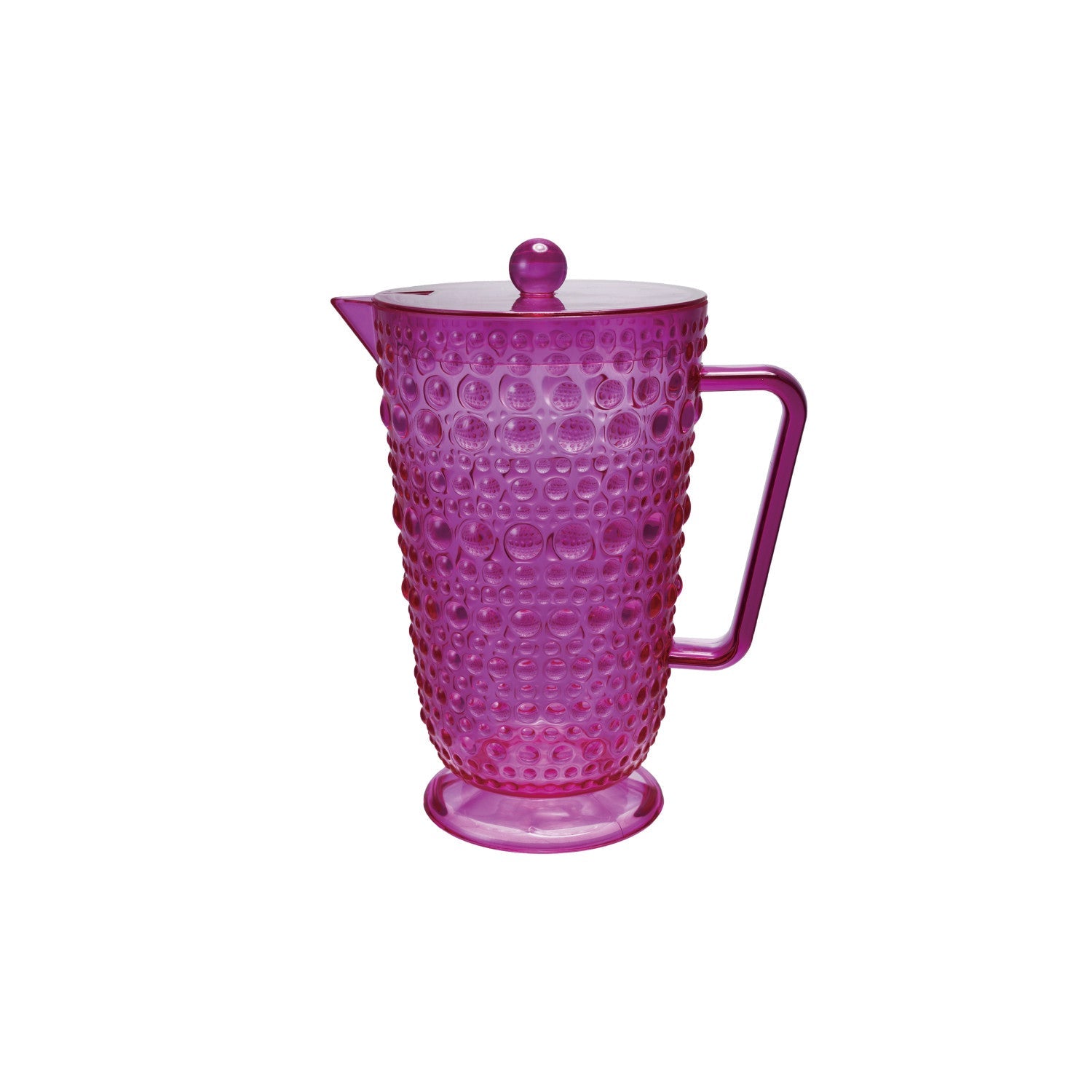 2 Quart Pink Acrylic Footed Pitcher with Lid &amp; Raised Dots