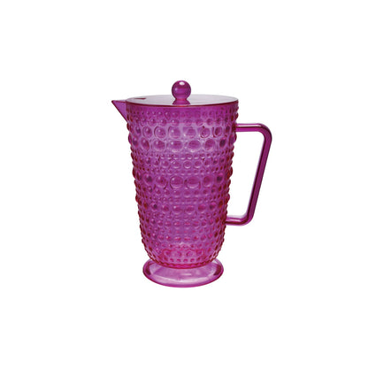 2 Quart Pink Acrylic Footed Pitcher with Lid &amp; Raised Dots