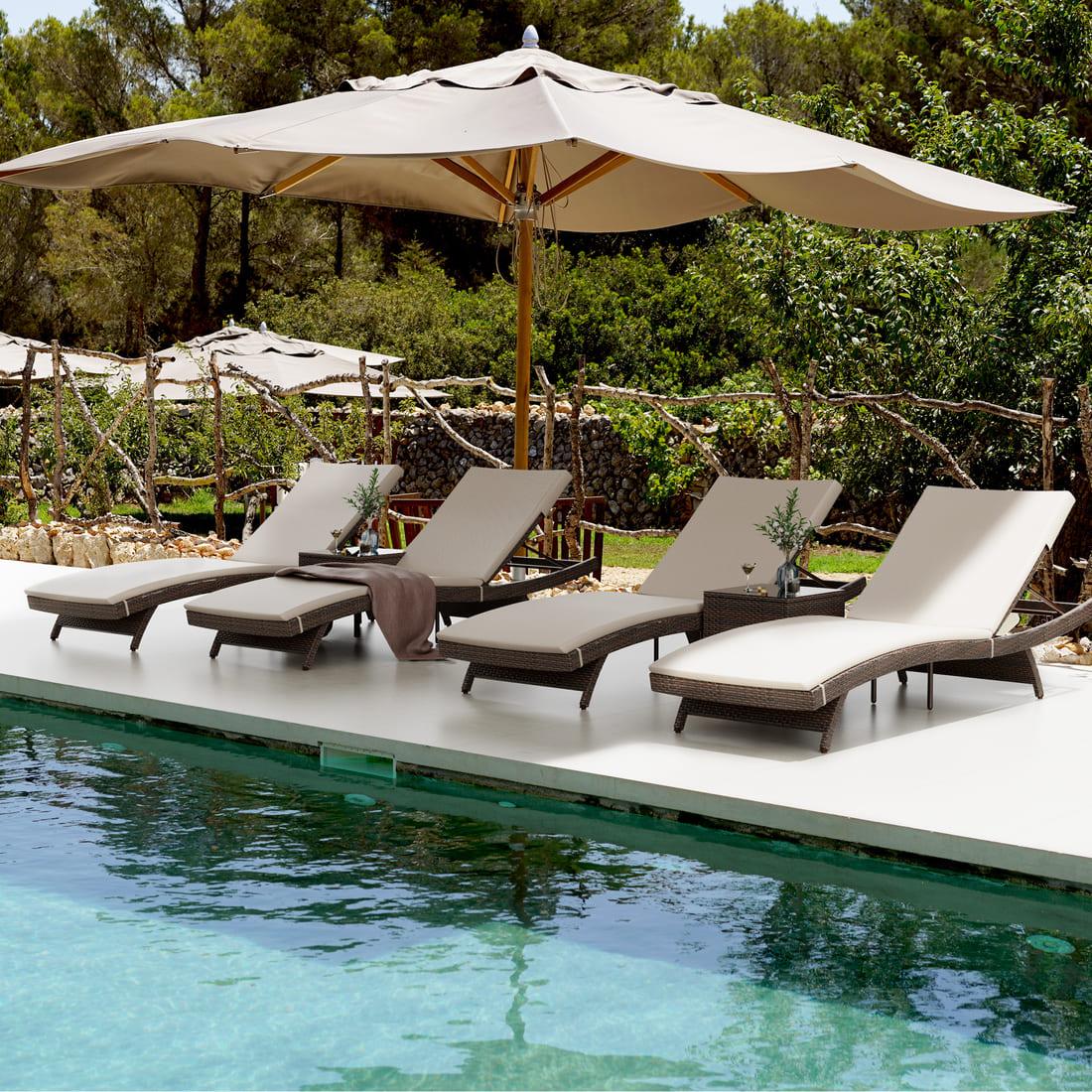 Rattan Chaise Lounge Set - 1 pc, 2 pc, 3 pc, 6 pc
