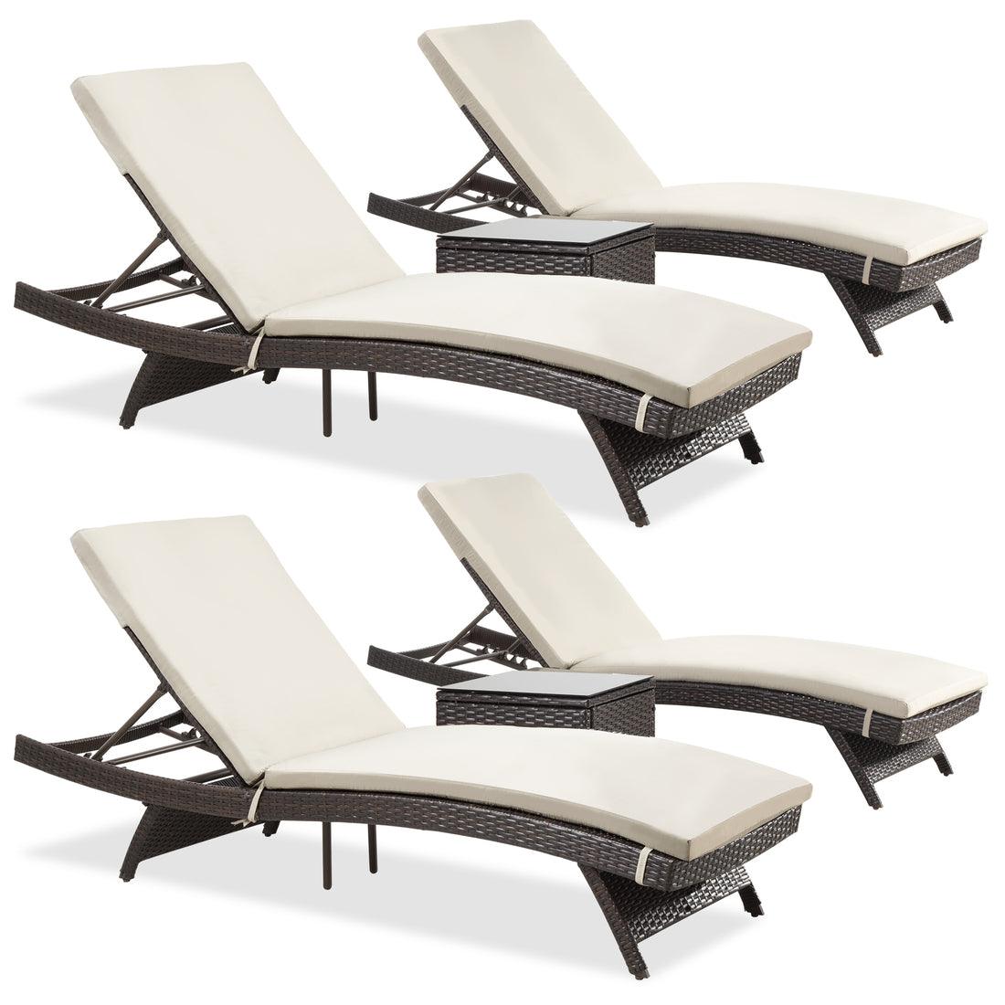 Rattan Chaise Lounge Set - 1 pc, 2 pc, 3 pc, 6 pc