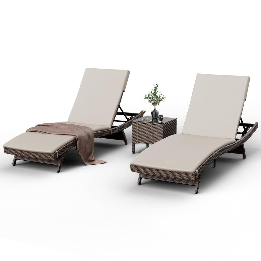 Rattan Chaise Lounge Set - 1 pc, 2 pc, 3 pc, 6 pc