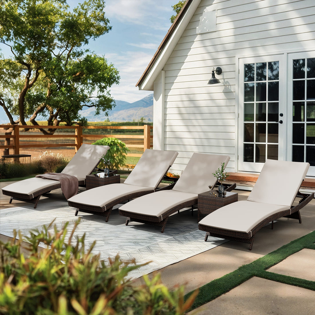 Rattan Chaise Lounge Set - 1 pc, 2 pc, 3 pc, 6 pc