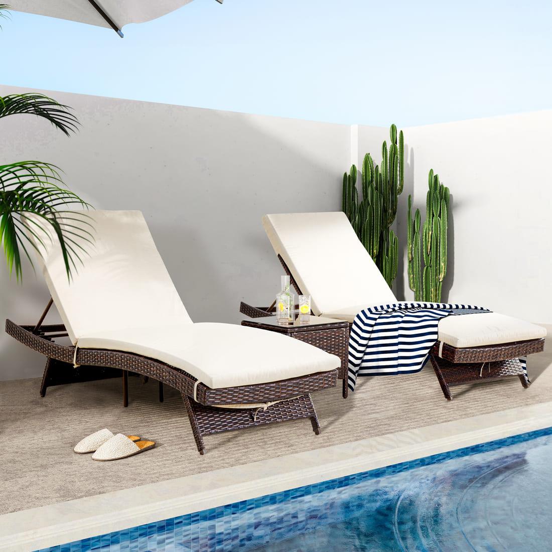 Rattan Chaise Lounge Set - 1 pc, 2 pc, 3 pc, 6 pc
