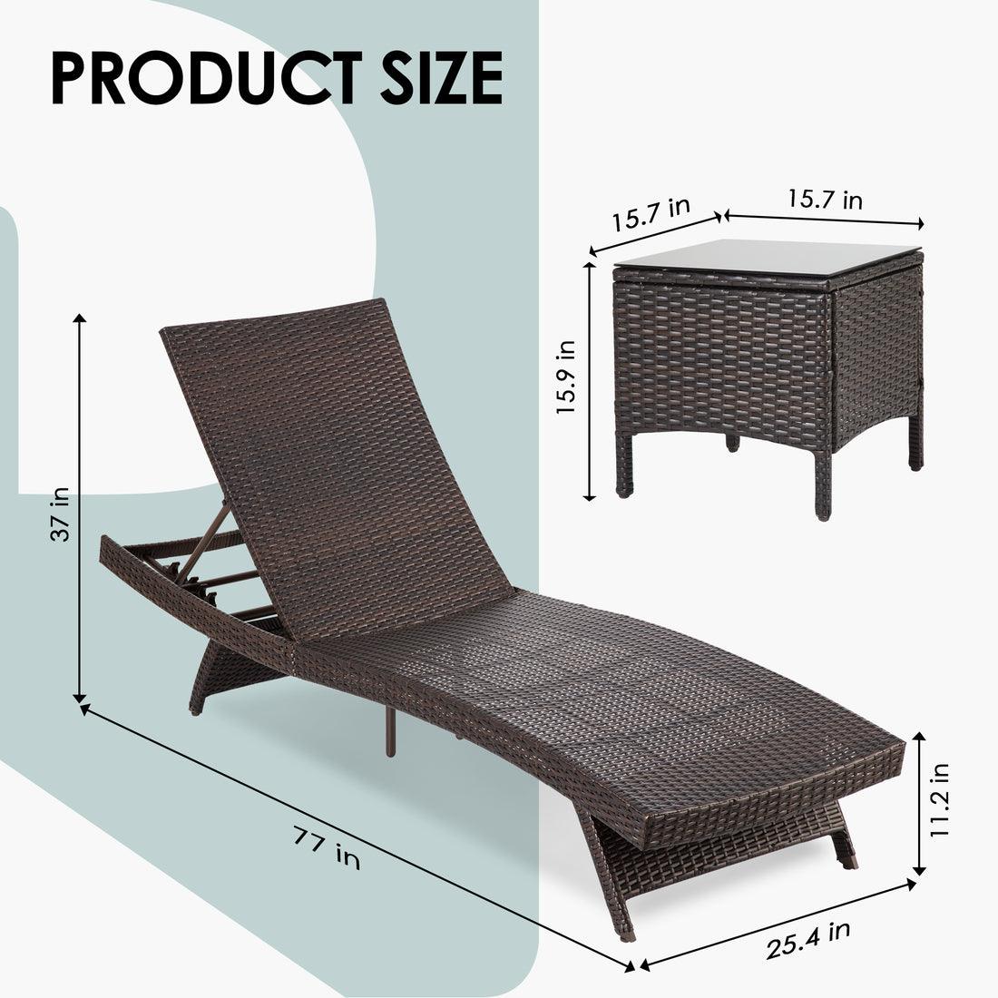 Rattan Chaise Lounge Set - 1 pc, 2 pc, 3 pc, 6 pc