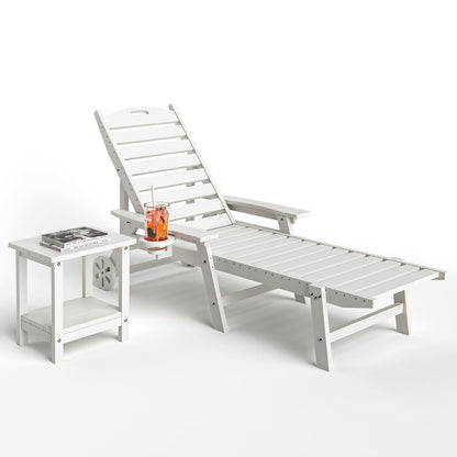 Chaise Lounge and Coffee Table Set in White or Gray