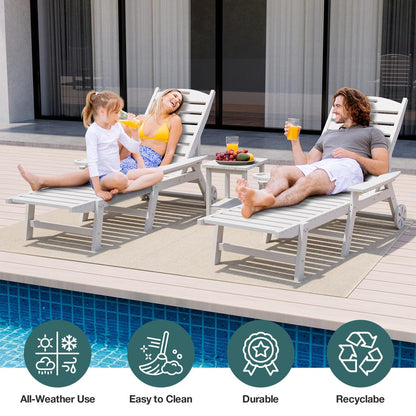 Chaise Lounge and Coffee Table Set in White or Gray