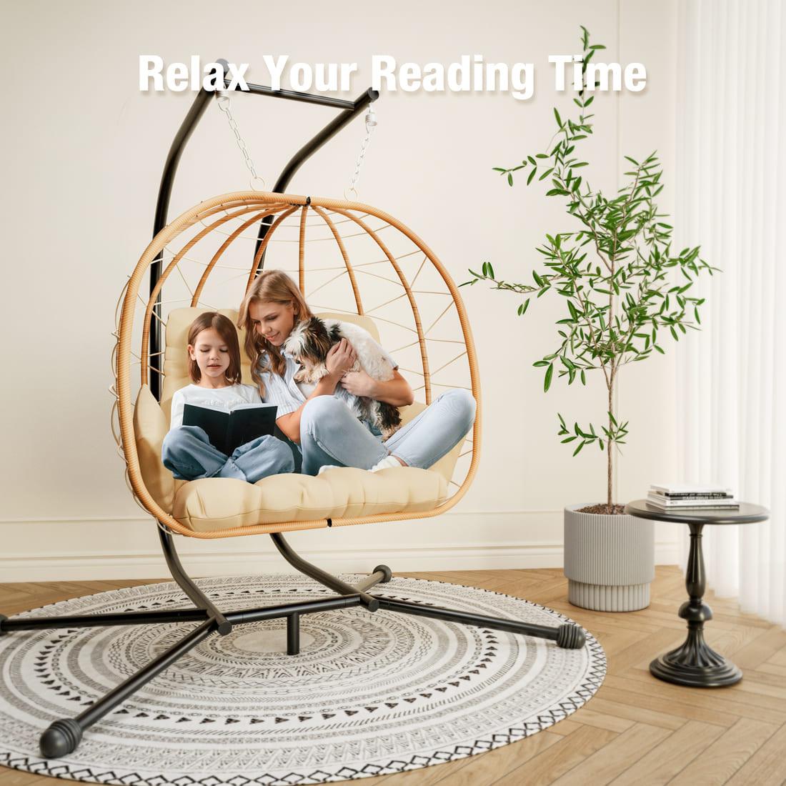 Indoor/Outdoor Hanging Swing Chair with Stand - 2 Colors