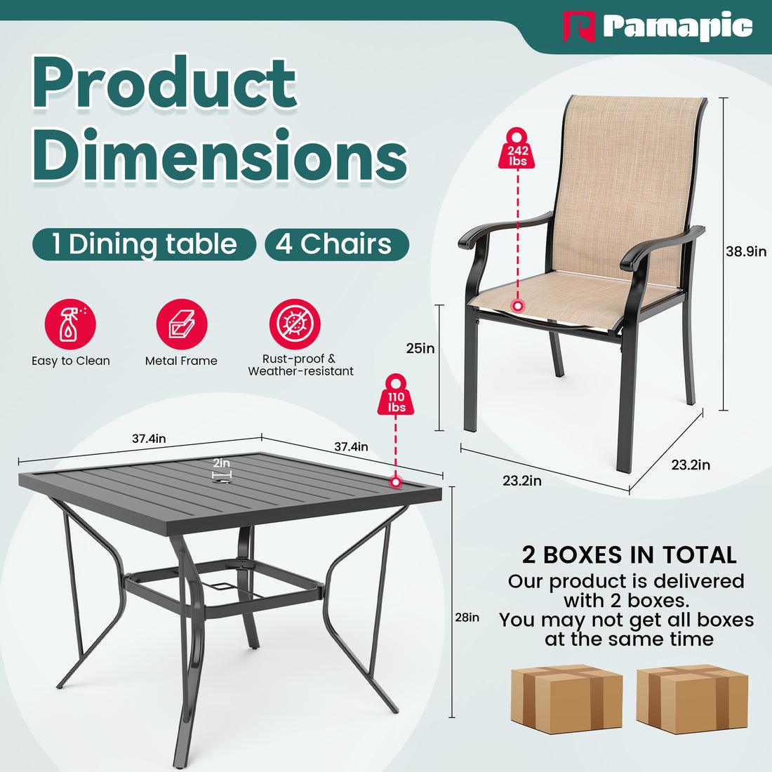 Textilene Dining Table Set (5 Pieces)