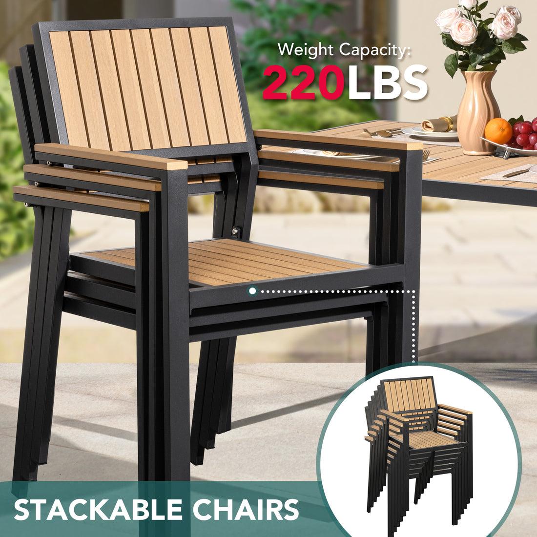 Aluminum and Wood  Outdoor Dining Set - 4 Colors, 6-Pc or 8-Pc Set