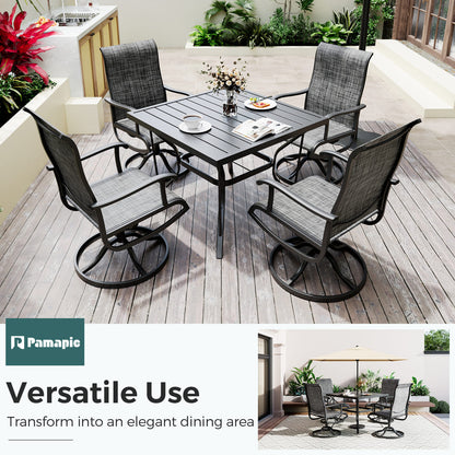 5-Piece Patio Dining Set with 4 Textilene Swivel Chairs