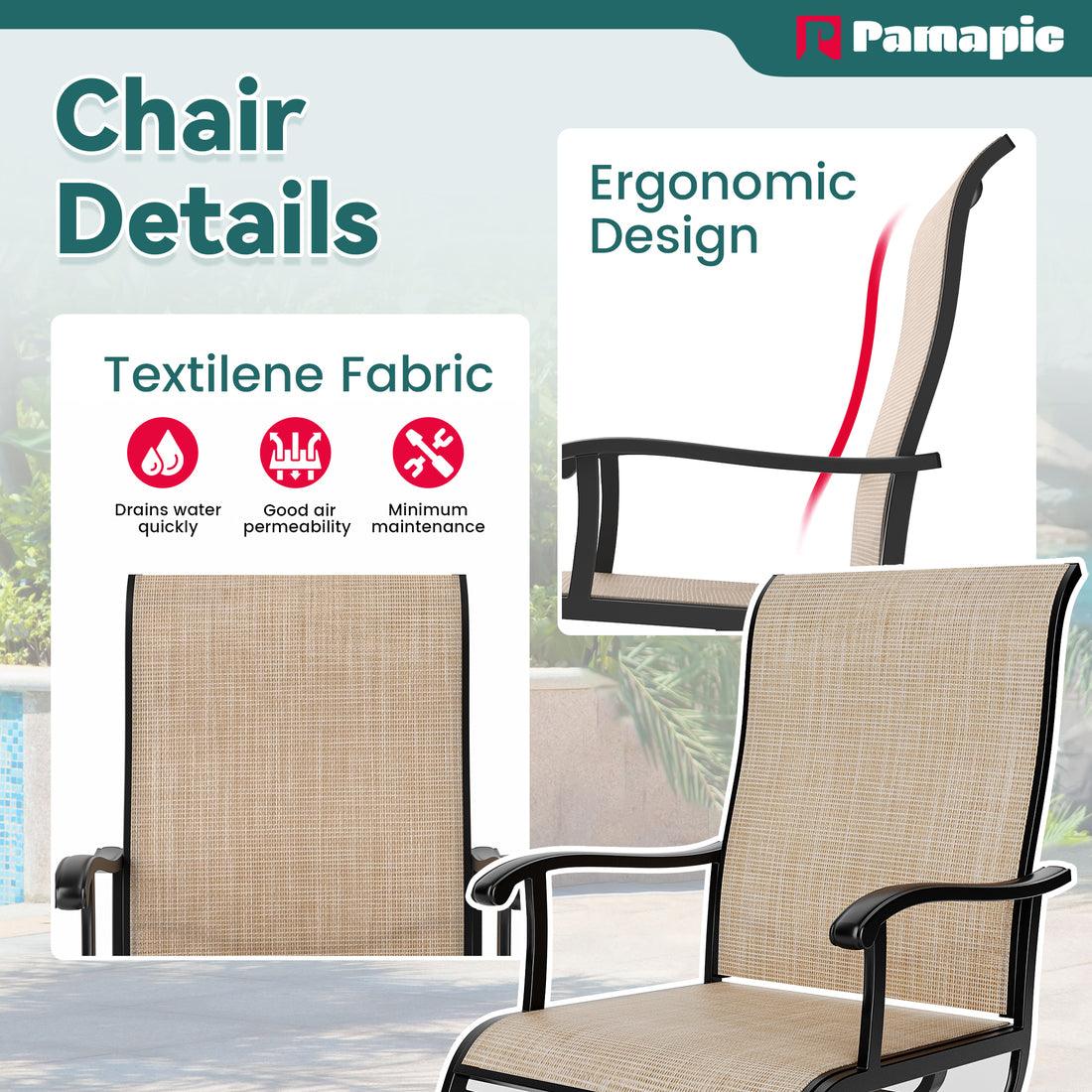 5-Piece Patio Dining Set with 4 Textilene Swivel Chairs