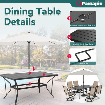 Textilene Dining Table with 6 Swivel Chairs (7 Pieces)
