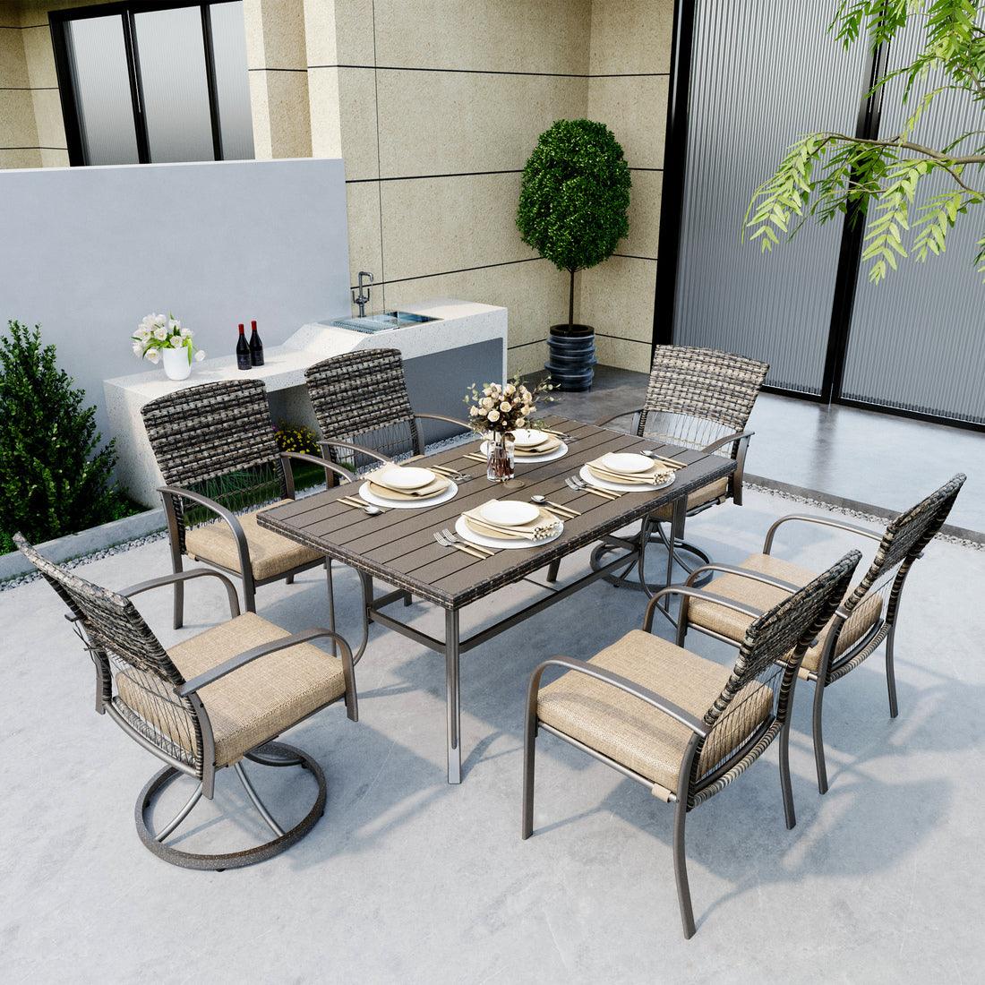 Dining Table with 2 Swivel Chairs (7 Pieces)