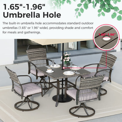 Outdoor Dining Table with 4 Swivel Chairs (5 Pieces)
