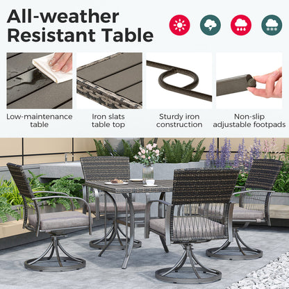 Outdoor Dining Table with 4 Swivel Chairs (5 Pieces)