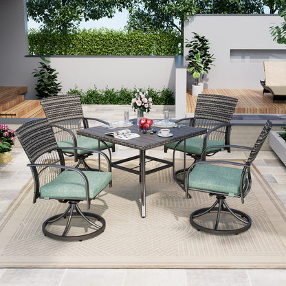 Outdoor Dining Table with 4 Swivel Chairs (5 Pieces)