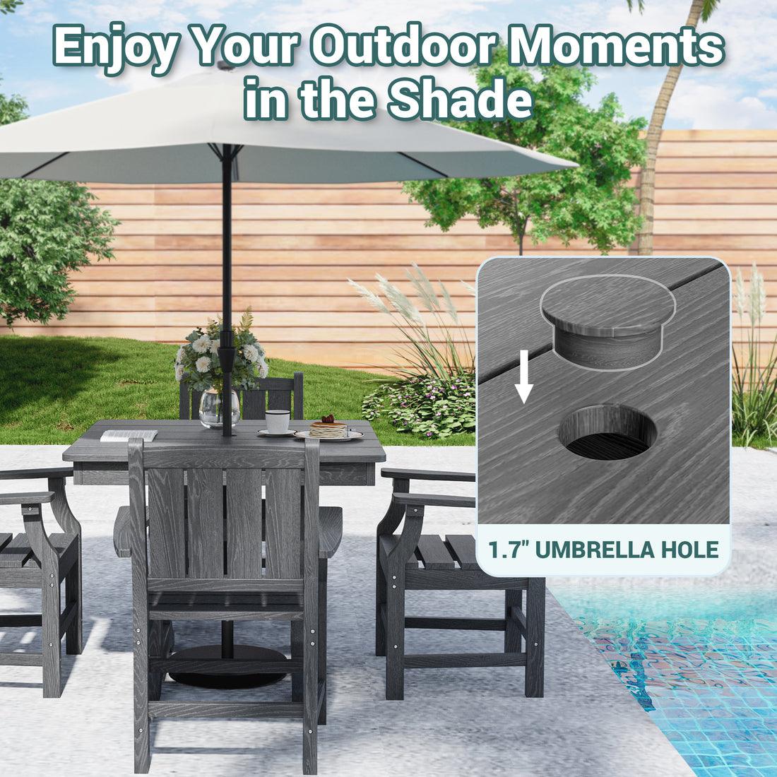 Corex HDPE Outdoor Dining Sets - 5 Piece, Gray or Black