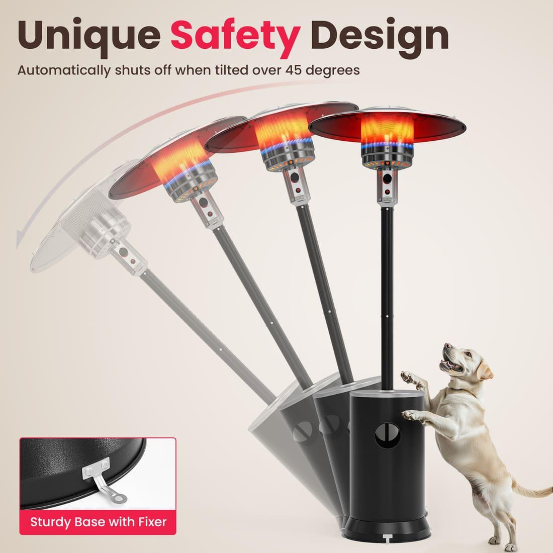 Propane Patio Heater with Table Design &amp; Wheels - 3 Colors