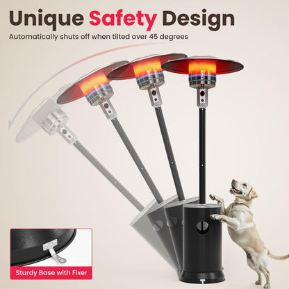 Propane Patio Heater with Table Design &amp; Wheels - 3 Colors