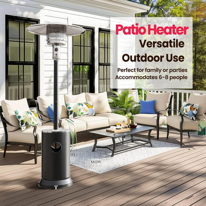 Propane Patio Heater with Table Design &amp; Wheels - 3 Colors