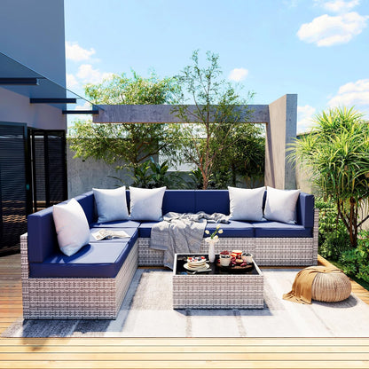 Rattan Outdoor Sectional Couch Set  (7 Pieces) - 5 Colors