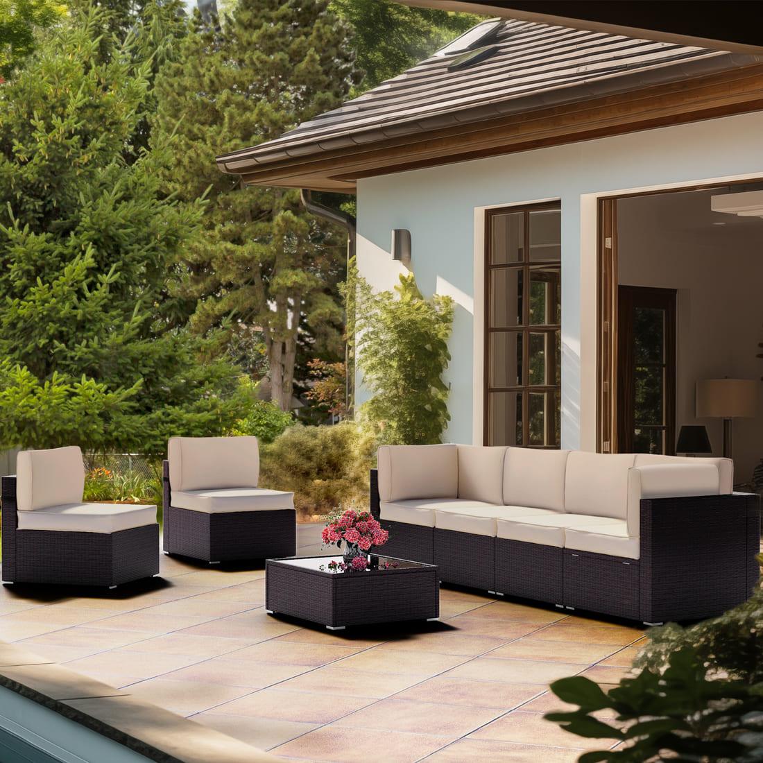 14-Piece Replacement Cushions for Patio Furniture - Waterproof &amp; UV Resistant - 4 Colors
