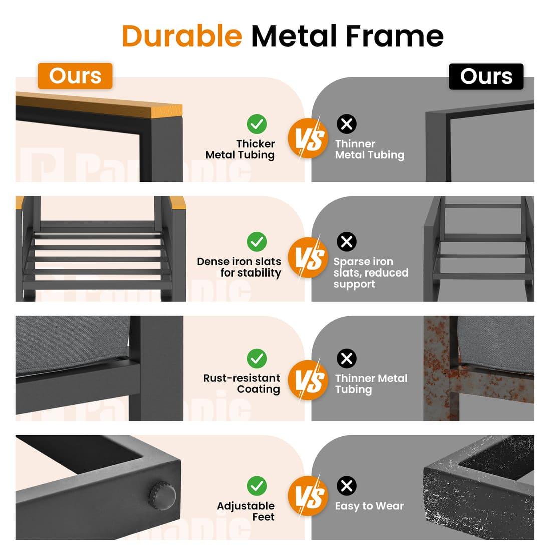 Metal Patio Conversation Sets with Cushions and Coffee Table