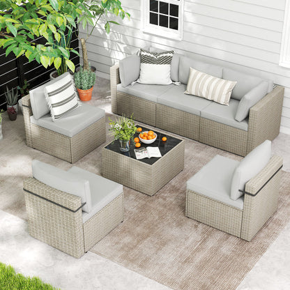 Rattan Outdoor Sectional Couch Set  (7 Pieces) - 5 Colors