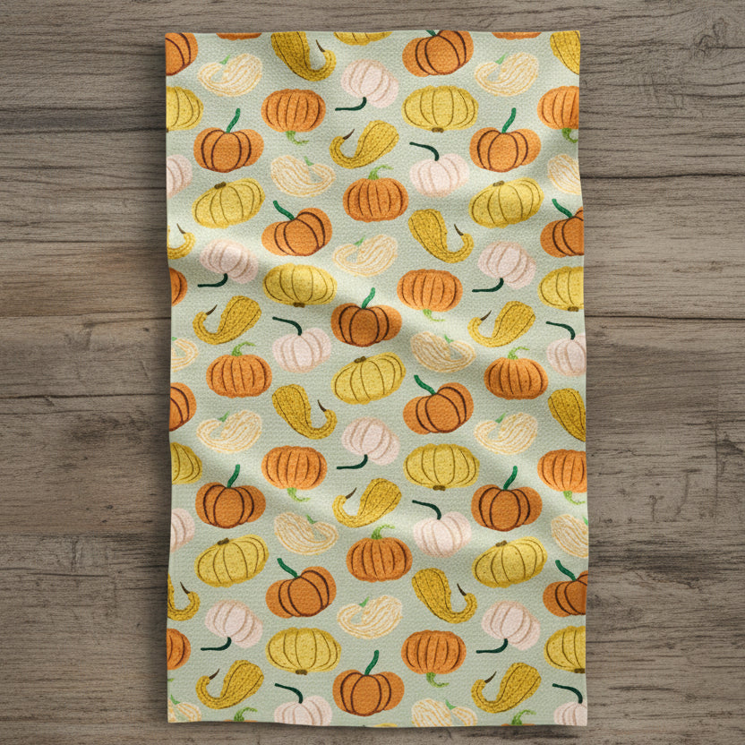 Pumpkins &amp; Gourds Geometry Tea Towel