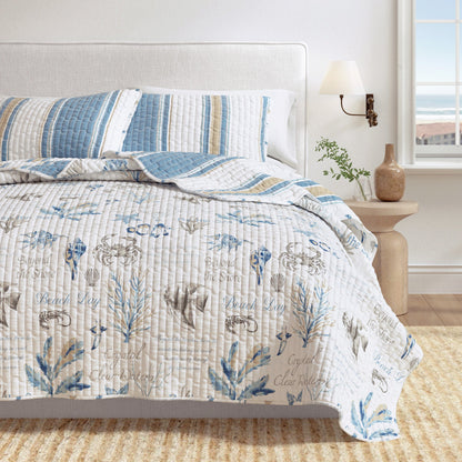 Stripe &amp; Ocean Story Coastal Quilt Set - New Castle Collection